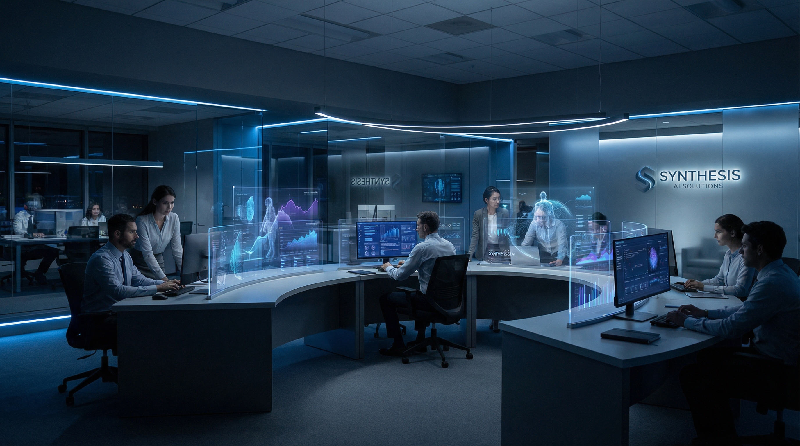 Modernes Büro mit KI-gestützten Vertriebstools